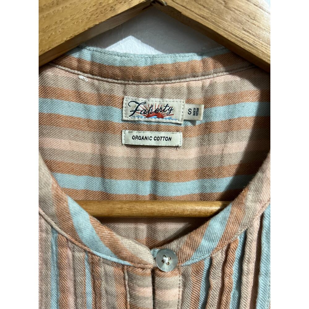 Faherty Isha Dress Small Beach Stripe Sleeveless Stripe Vacation Summer Button - Picture 6 of 8